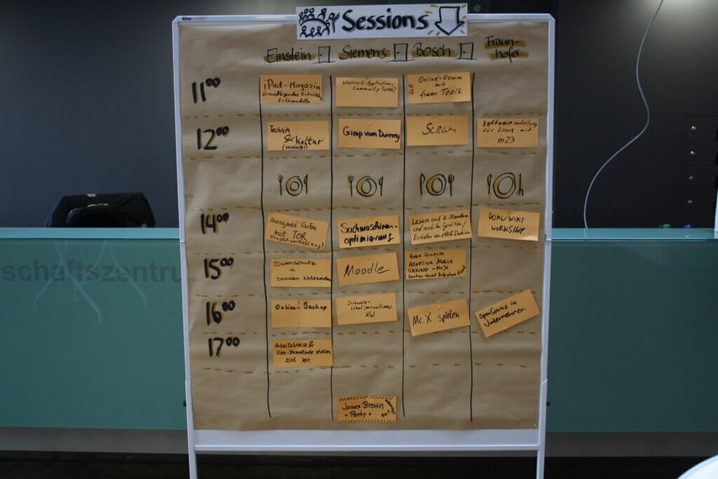 Barcamp Kiel 2010. Sessionboard Sonnabend